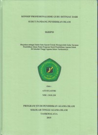 KONSEP PROFESIONALISME GURU DITINJAU DARI SUDUT PANDANG PENDIDIKAN ISLAM