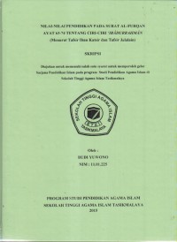 NILAI-NILAI PENDIDIKAN PADA SURAT AL-FURQAN AYAT 63-74 TENTANG CIRI-CIRI IBADURRAHMAN