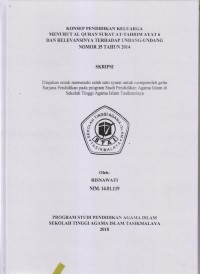 KONSEP PENDIDIKAN KELUARGA MENURUT AL-QUR'AN SURAT AT-TAHRIM AYAT 6 DAN RELEVANSINYA TERHADAP UNDANG-UNDANG NOMOR 35 TAHUN 2014