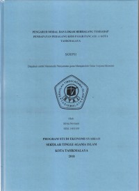 PENGARUH MODAL DAN LOKASI BERDAGANG TERHADAP PENDAPATAN PEDAGANG KIOS PASAR PANCASILA KOTA TASIKMALAYA