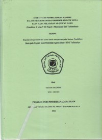 EFEKTIVITAS PEMBELAJARAN MANDIRI DALAM MENGEMBANGKAN BERPIKIR KREATIF SISWA PADA MATA PELAJARAN AL-QUR'AN HADIS (Penelitian di kelas V SD Negeri 1 Manonjaya Kab Tasikmalaya)