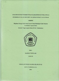 ANALISIS KONSEP PEMBENTUKAN KARAKTER DAN NILAI-NILAI PENIDIKAN ISLAM MENURUT AL-QURAN SURAT AL-FATIHAH