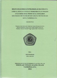 RELEVANSI KURIKULUM PRASEKOLAH (RAUDHATUL ATHFAL) DENGAN TINGKAT PERKEMBANGAN PSIKHIS ANAK DIDIK DI RA PERSIS 133 AL MUHAJIRIN KELURAHAN BUNGURSARI KECAMATAN BUNGURSARI KOTA TASIKMALAYA