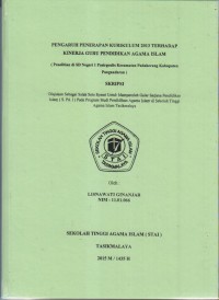 PENGARUH PENERAPAN KURIKULUM 2013 TERHADAP KINERJA GURU PENDIDIKAN AGAM ISLAM