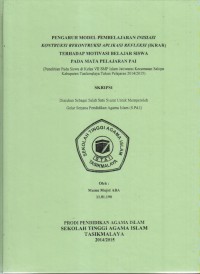 PENGARUH MODEL PEMBELAJARAN INISIASI KONTRUKSI REKONTRUKSI APLIKASI REFLEKSI (IKRAR) TERHADAP MOTIVASI BELAJAR SISWA PADA MATA PELAJARAN PAI