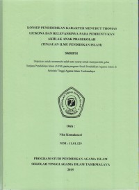 KONSEP PENDIDIKAN KARAKTER MENURUT THOMAS LCKONA DAN RELEVANSINYA PADA PEMBENTUKAN AKHLAK ANAK PRASEKOLAH