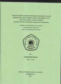 TANGGAPAN SISWAN TERHADAP PENERAPAN METODE CARD SORT HUBUNGANNYA DENGAN MOTIVASI BELAJAR MEREKA PADA MATA PELAJARAN AL-QUR'AN HADITS