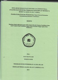 PENGARUH PENGGUNA METODE SAS (STRUKTURAL, ANALITIK DAN SINTETIK) TERHADAP KEMAMPUAN MEMBACA HURUF AL-QUR'AN (JUZ'AMMA)