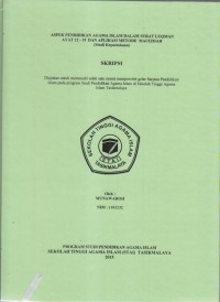 ASPEK PENDIDIKAN AGAMA ISLAM DALAM SURAT LUQMAN AYAT 12-19 DAN ALPLIKASI METODE MAUIZHAH