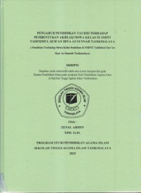 PENGARUH PENDIDIKAN TAUHID TERHADAP PEMBENTUKAN AKHLAQ SISWA KELAS IX SMPIT TAHFIZUL QUR'AN IHYA AS SUNNAH TASIKMALAYA