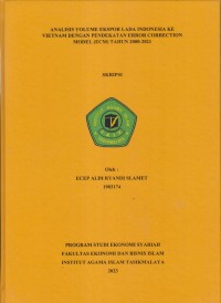 ANALISIS VOLUME EKPOR LADA INDONESIA KE VIETNAM DENGAN PENDEKATAN ERROR CORRECTION MODEL (ECM) 2000-2021