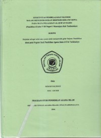EFEKTIVITAS PEMBELAJARAN MANDIRI DALAM MENGEMBANGKAN BERPIKIR KREATIF SISWA PADA MATA PELAJARAN AL-QUR'AN HADIS (Penelitian di kelas V SD Negeri 1 Manonjaya Kab Tasikmalaya)
