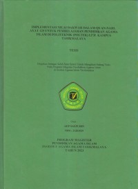 IMPLEMENTASI NILAI DAKWAH DALAM QS AN-NAHL
AYAT 125 UNTUK PEMBELAJARAN PENDIDIKAN AGAMA
ISLAM DI POLITEKNIK (POLTEL) LP31 KAMPUS TASIKMALAYA