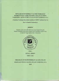 PENGARUH PENDIDIKAN TAUHID TERHADAP PEMBENTUKAN AKHLAQ SISWA KELAS IX SMPIT TAHFIZUL QUR'AN IHYA AS SUNNAH TASIKMALAYA