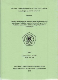 NILAI-NILAI PENDIDIKAN SOSIAL YANG TERKANDUNG DALAM Q.S. AL-MA'UN AYAT 1-3